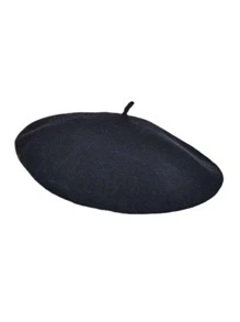 Minimalist Solid Beret - Black - View 1
