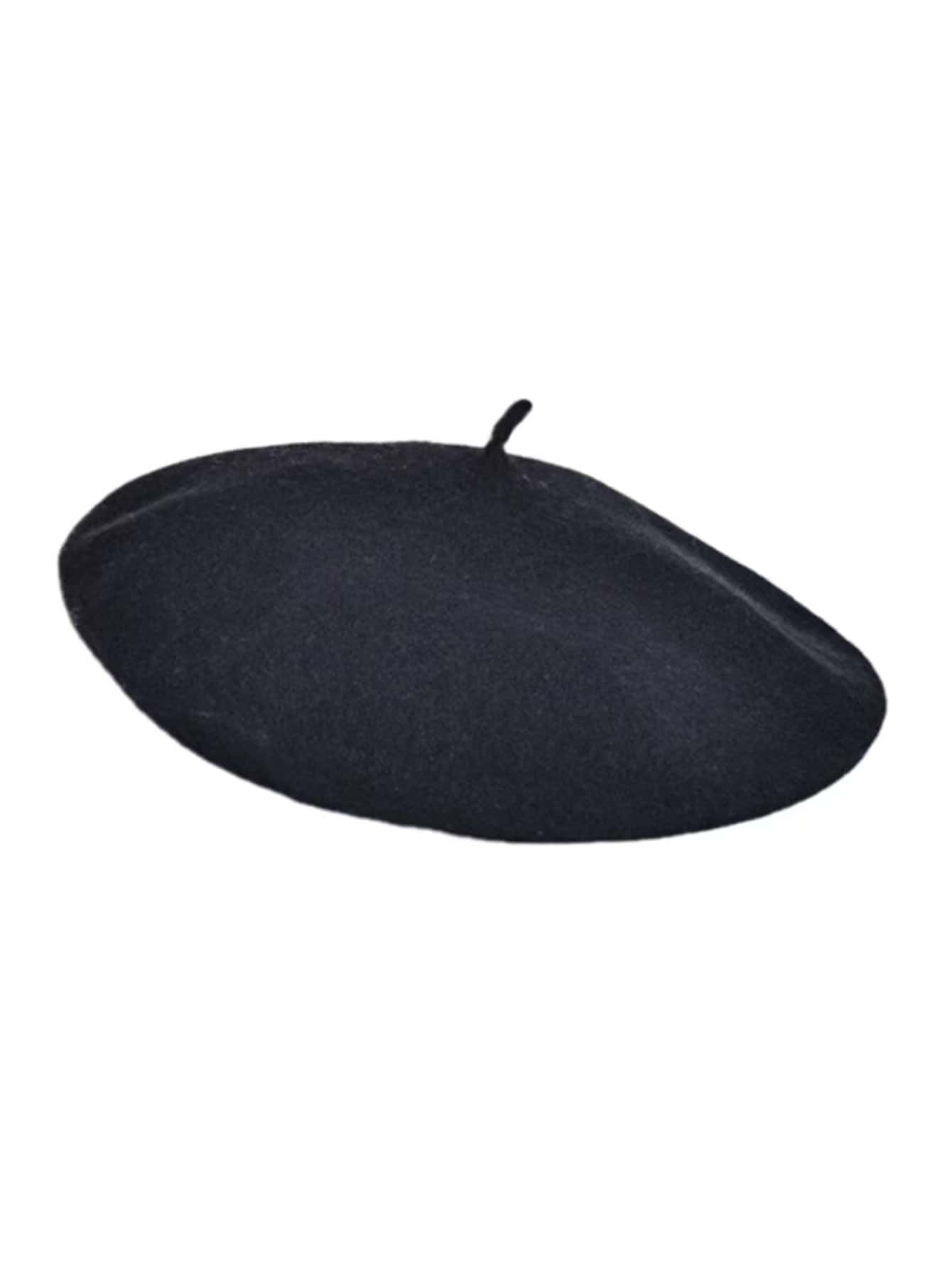 Minimalist Solid Beret - Black - View 1