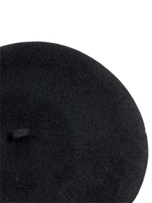 Minimalist Solid Beret - Black - View 3