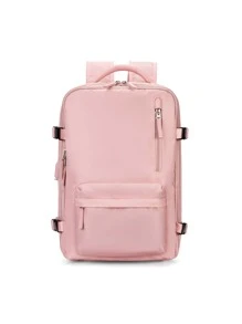 Laptop Backpack for Men Women, 14/15 inch Computer Backpack for Flight Approved, Carry on Daypack Travel bag with Wet and Dry Pocket, Waterproof Large Capacity 30L Luggage Business College Weekender Overnight Backpack with Shoe Compartment for Travel - Pink - View 4