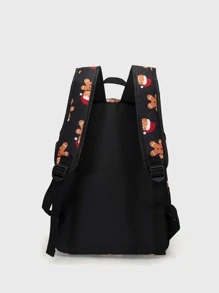 14 Inch Men Christmas Gingerbread Man Print Backpack - Multicolor - View 6