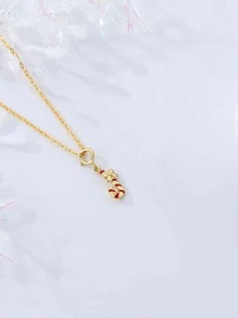Christmas Candy Cane Charm Necklace - Yellow Gold - View 2