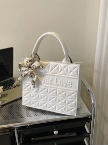 Túi đeo chéo Nữ màu trơn Kẻ sọc Tay cầm Top Đúng mốt - trắng - Xem 2