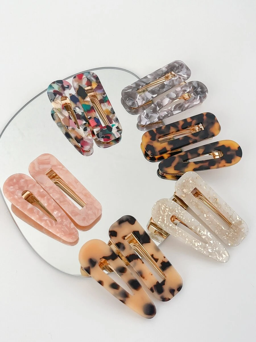 OUSEON 12pcs Graphic Hair Clip For Daily Use For Girls Hairstyles Casual Street Leopard Print - Multicolor - View 1