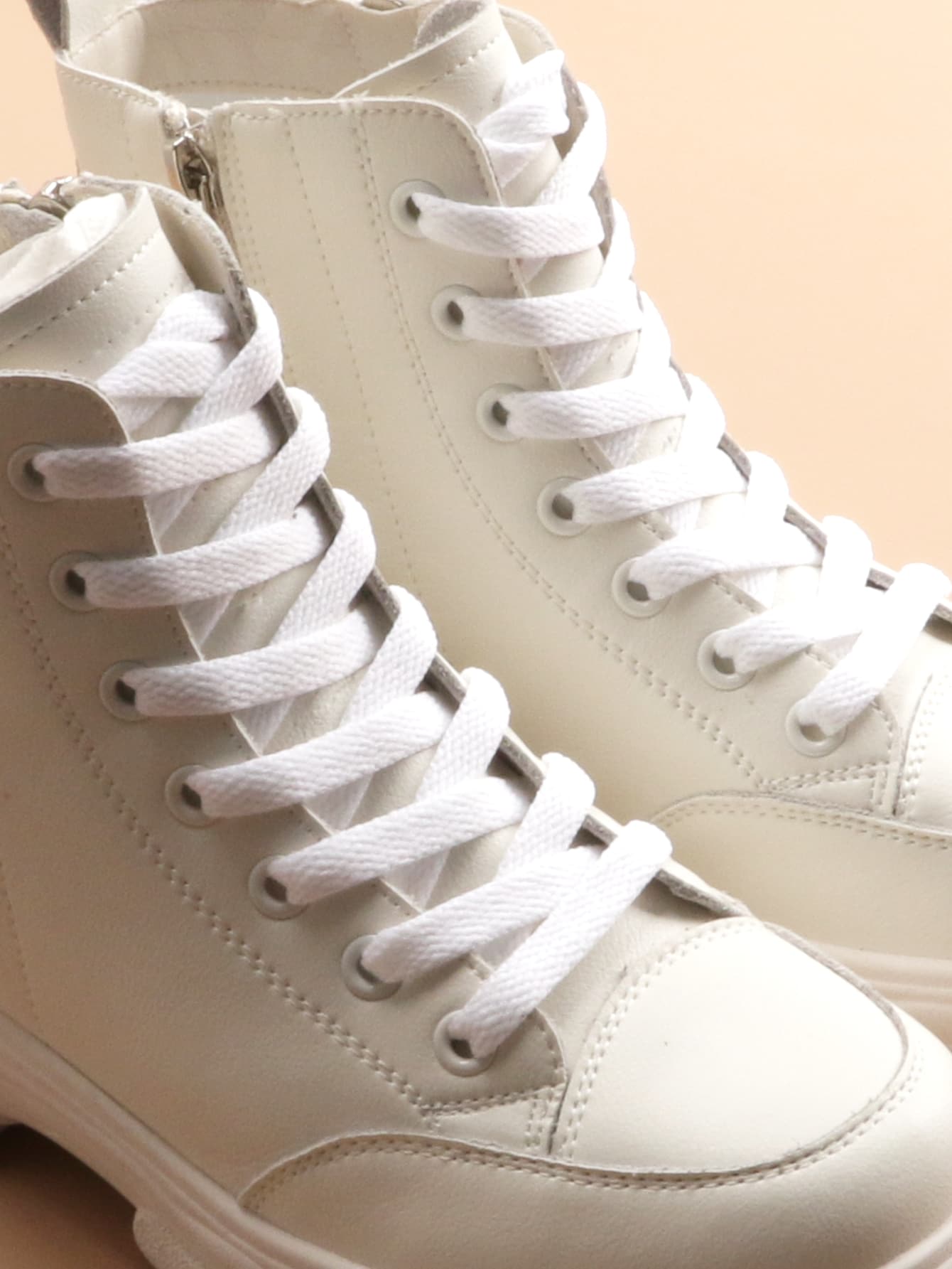 1雙素色鞋帶適用於多尺寸平底休閒鞋 - 白色 - 查看 1