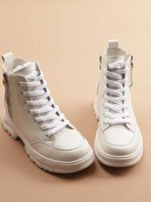 1雙素色鞋帶適用於多尺寸平底休閒鞋 - 白色 - 查看 2