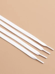 1雙素色鞋帶適用於多尺寸平底休閒鞋 - 白色 - 查看 4