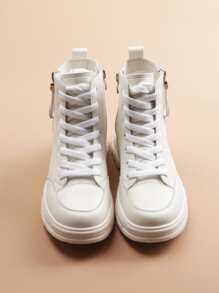 1雙素色鞋帶適用於多尺寸平底休閒鞋 - 白色 - 查看 5