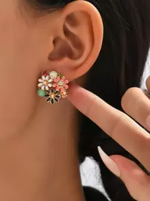 Hoa tai đính đá rhinestone - Nhiều màu - Xem 12