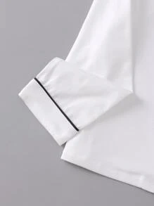 Chicas Conjunto de pijama expresión & con dibujos animados con estampado de papas fritas - Blanco y Negro - Ver 3