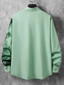 Manfinity Homme Men Random Dragonfly And Floral Print Shirt Without Tee - Mint Green - View 2