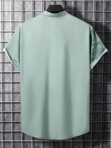 Manfinity RSRT 男士植物圖案襯衫不帶T恤 - 薄荷綠 - 查看 2