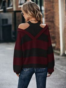 SHEIN LUNE Áo len nữ Cắt ra Khối Màu Giải trí - Nhiều màu - Xem 2