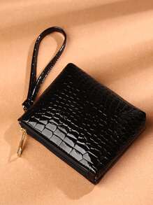 Fashionable Crocodile Patterned Pu Leather Women's Bag Present For Women Wallet Mini Wallet Purse Wallet Wristlet Wallet Coin Wallet - Black - View 2