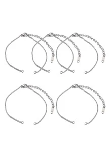 5 piezas cadena de acero inoxidable pulsera ajustable pulsera DIY accesorios de joyería