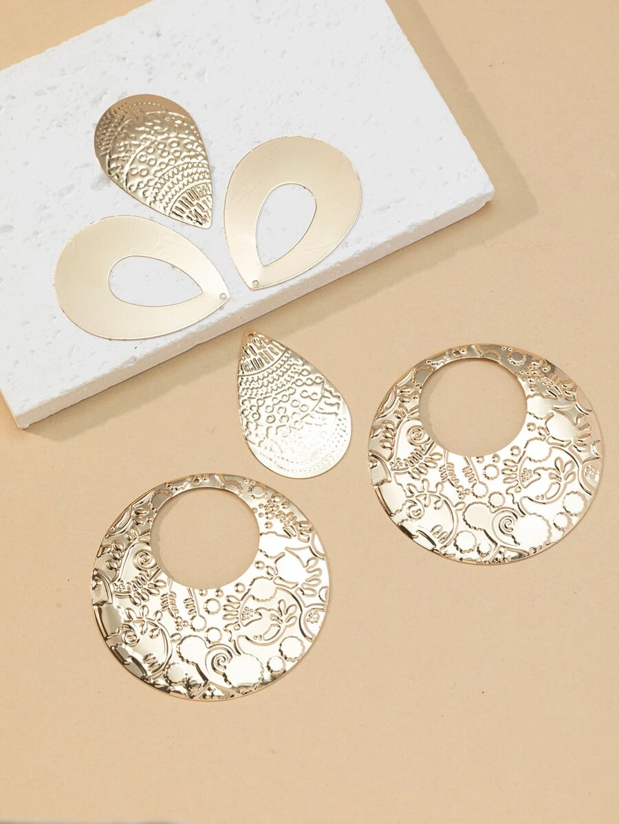 6pcs Water-drop & Round DIY Pendant - Yellow Gold - View 1