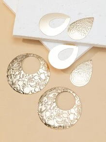 6pcs Water-drop & Round DIY Pendant - Yellow Gold - View 2