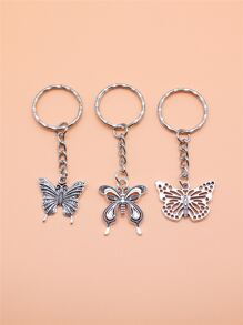 3pcs Butterfly Charm Keychain - Antique Silver - View 1
