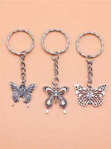 3pcs Butterfly Charm Keychain - Antique Silver - View 3