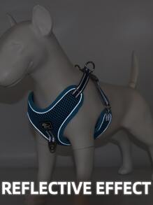 1入組透氣寵物背帶和1条皮带適用於貓和狗狗適用於戶外 - 藍色 - 查看 4