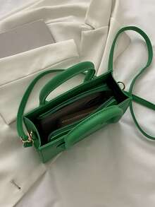 Double Handle Square Bag - Green - View 3