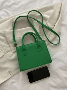 Double Handle Square Bag - Green - View 4