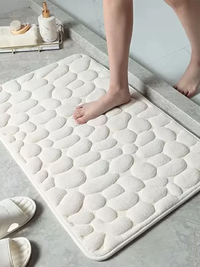 1 st. kullerstenspräglad badrumsmatta, minnesskumdyna, tvättbar badmatta, stenpräglad badrumsmatta, snabb vattenabsorberande, halkfri, tvättbar, tjock, mjuk och bekväm matta för duschrum, entré, badrum, kök