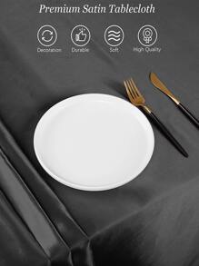 1pc Solid Satin Tablecloth - Black - View 3