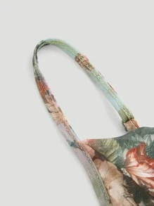 SHEIN MOD Floral & Angel Print Draped Front Cami Top - Multicolor - View 3