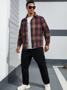 Manfinity Hombres Camisa con estampado de cuadros - Multicolor - Ver 5