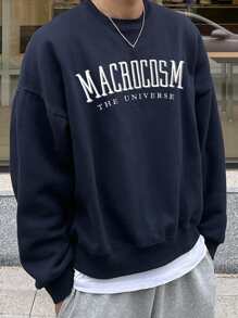 DAZY Men's Fleece Letter Print Sweatshirt, Autumn/Winter