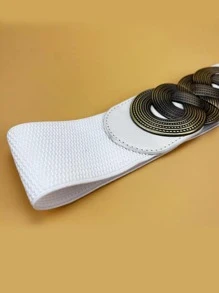 對稱扣鬆緊腰帶 - 白色 - 查看 7