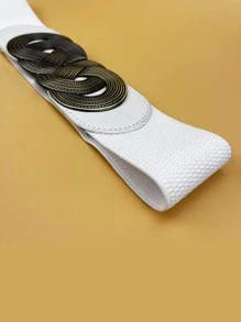 對稱扣鬆緊腰帶 - 白色 - 查看 8