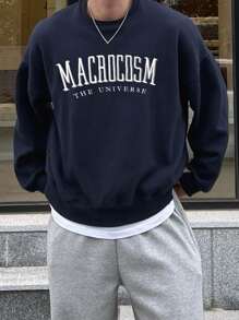 DAZY Men's Fleece Letter Print Sweatshirt, Autumn/Winter