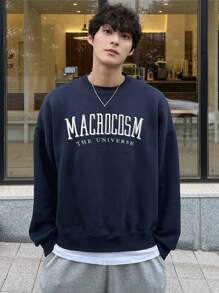 DAZY Men's Fleece Letter Print Sweatshirt, Autumn/Winter