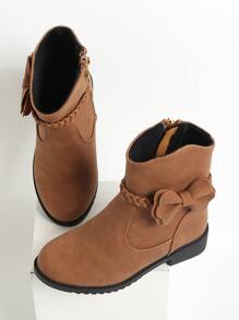 Girls' Brown Boots, Children's Winter Shoes, Short Boots, Girls' Shoes, Kids' Boots, Flat Boots - Brown - View 1