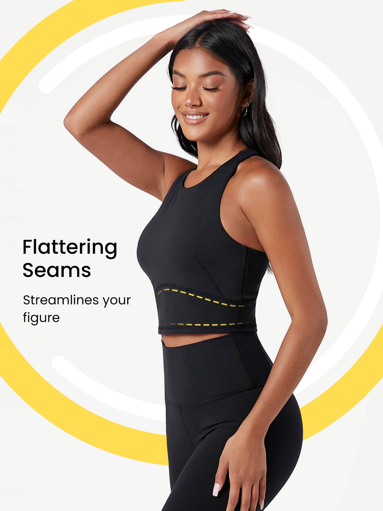 FeatherFit™ Mesh Back Cropped Performance Tank Top Low Impact Yoga Pilates Daily