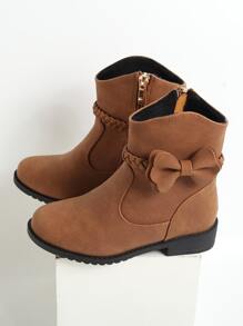 Girls' Brown Boots, Children's Winter Shoes, Short Boots, Girls' Shoes, Kids' Boots, Flat Boots - Brown - View 4