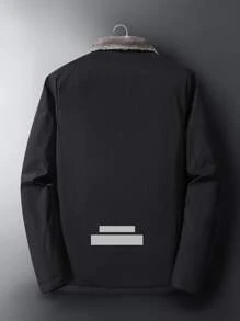 Manfinity Men Teddy Lined Zip Up Winter Coat Without Jumper - Black - View 2