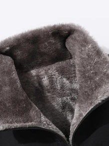 Manfinity Men Teddy Lined Zip Up Winter Coat Without Jumper - Black - View 4