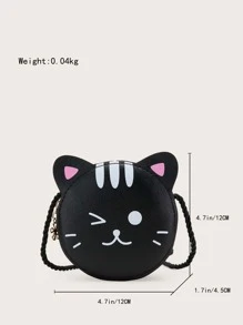 Trẻ em Mini Hình con mèo Túi đeo chéo Ví tiền xu , Đúng mốt Và Dễ thương - màu đen - Xem 3