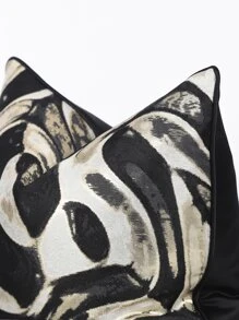 1pc Modern Minimalist Black And Gold Jacquard Throw Pillow Cover, 45cm*45cm/17.7inch*17.7inch, Suitable For Sofa, Living Room, Bedroom, Home Decor, Room Decor, Office Decor (No Pillow Insert) - Multicolor - View 2