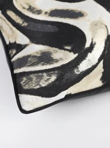 1pc Modern Minimalist Black And Gold Jacquard Throw Pillow Cover, 45cm*45cm/17.7inch*17.7inch, Suitable For Sofa, Living Room, Bedroom, Home Decor, Room Decor, Office Decor (No Pillow Insert) - Multicolor - View 5