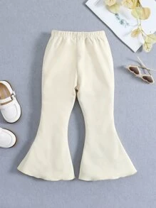 Toddler Girls Solid Flare Leg Joggers - Apricot - View 2