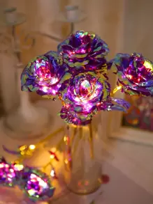 1 luz de decoración en forma de flor, luz de novedad con diseño de tallo de rosa, para decoración del hogar - Amarillo - Ver 2