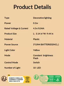 1 luz de decoración en forma de flor, luz de novedad con diseño de tallo de rosa, para decoración del hogar - Amarillo - Ver 3