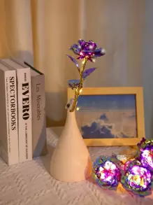 1 luz de decoración en forma de flor, luz de novedad con diseño de tallo de rosa, para decoración del hogar - Amarillo - Ver 5