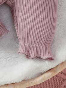SHEIN Conjunto De Body Y Pantalón Y Diadema Para Recién Nacidas De Niña Con Bordado Floral Y Volantes