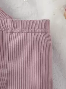 SHEIN Conjunto De Body Y Pantalón Y Diadema Para Recién Nacidas De Niña Con Bordado Floral Y Volantes