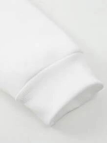 Manfinity Men Letter Graphic Kangaroo Pocket Drawstring Hoodie & Joggers - Black and White - View 4